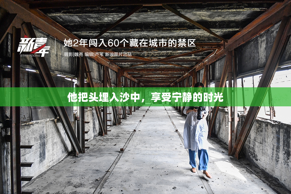 他把头埋入沙中，享受宁静的时光
