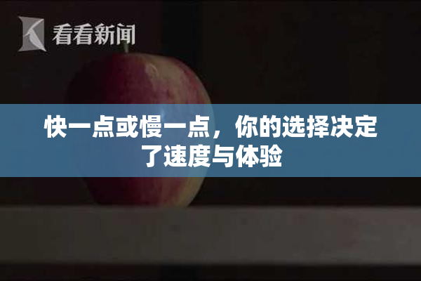 快一点或慢一点，你的选择决定了速度与体验