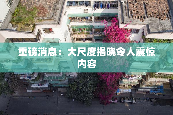 重磅消息：大尺度揭晓令人震惊内容