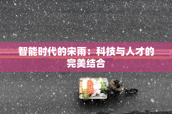 智能时代的宋雨：科技与人才的完美结合