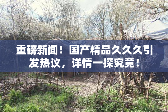 重磅新闻！国产精品久久久引发热议，详情一探究竟！