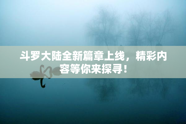 斗罗大陆全新篇章上线，精彩内容等你来探寻！