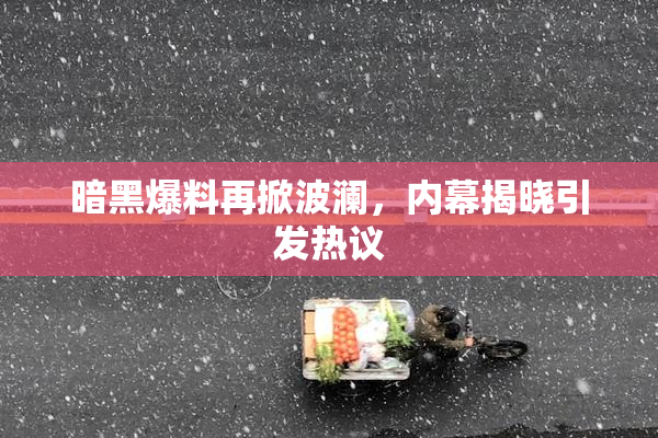 暗黑爆料再掀波澜，内幕揭晓引发热议