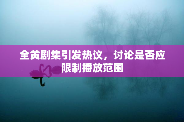 全黄剧集引发热议，讨论是否应限制播放范围