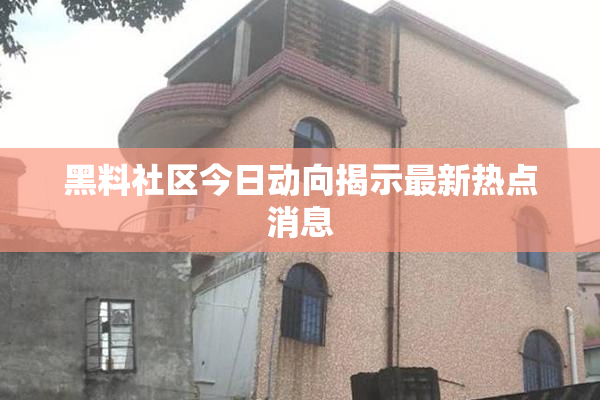黑料社区今日动向揭示最新热点消息