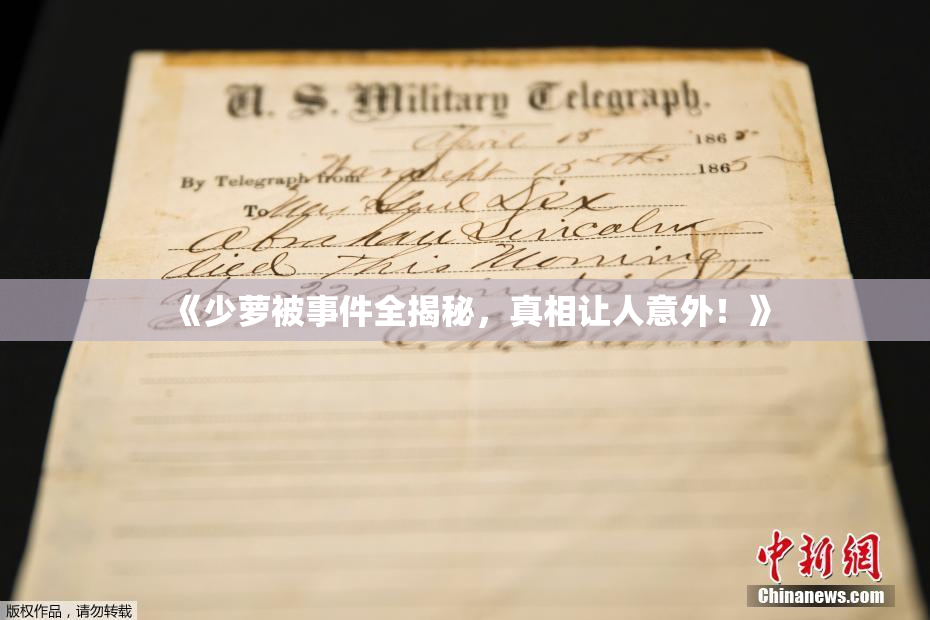 《少萝被事件全揭秘，真相让人意外！》
