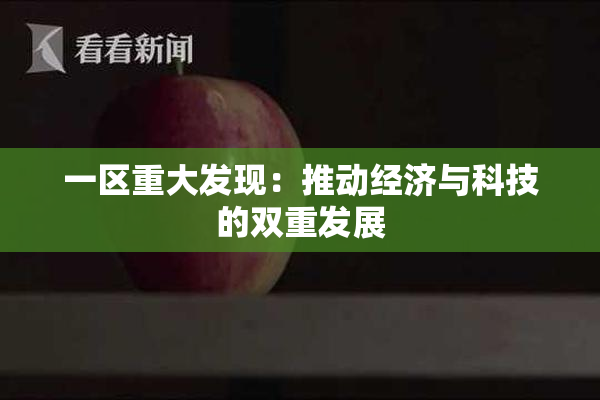 一区重大发现：推动经济与科技的双重发展