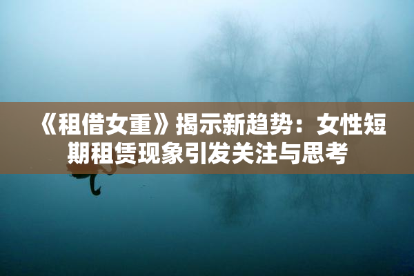 《租借女重》揭示新趋势：女性短期租赁现象引发关注与思考