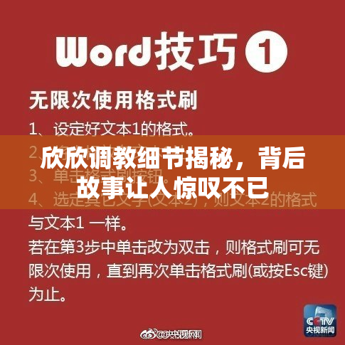 欣欣调教细节揭秘，背后故事让人惊叹不已